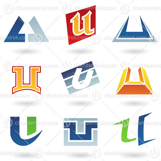 Abstract Vector Icons Based on the Letter U