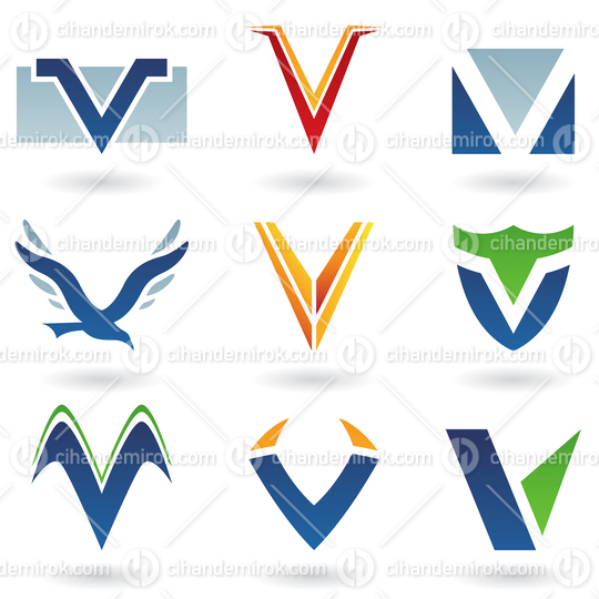 Abstract Vector Icons Based on the Letter V