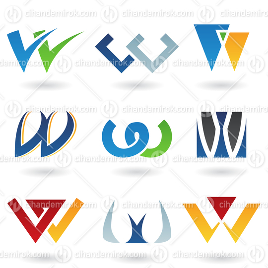 Abstract Vector Icons Based on the Letter W