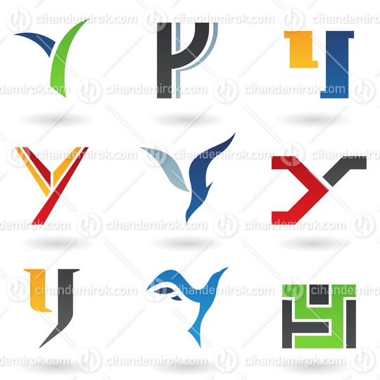 Abstract Vector Icons Based on the Letter Y 