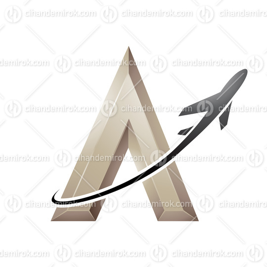 Airplane Flying Around a Beige Embossed Letter A