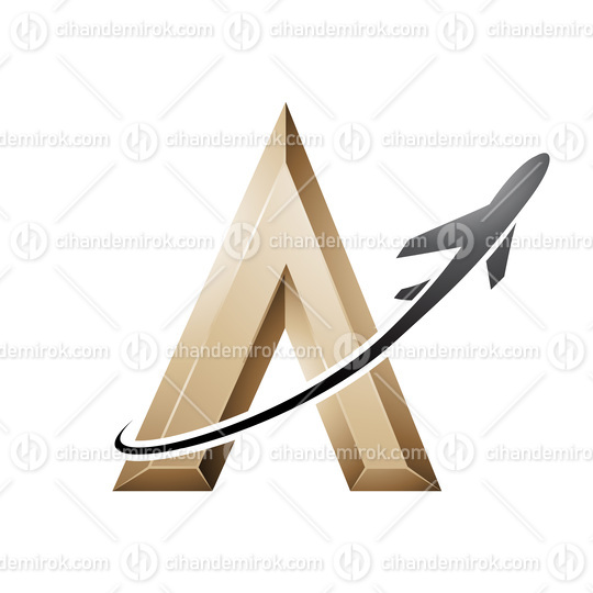 Airplane Flying Around a Light Brown Embossed Letter A