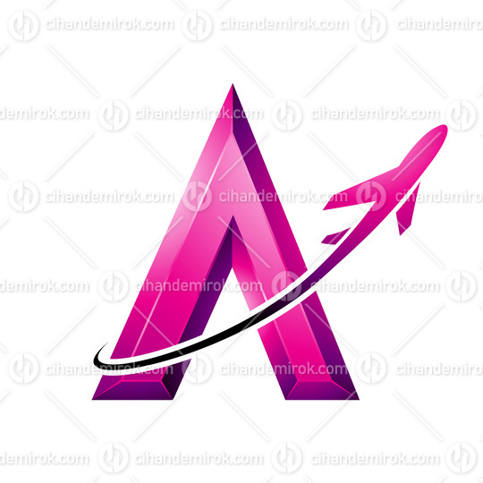 Airplane Flying Around a Magenta Embossed Letter A