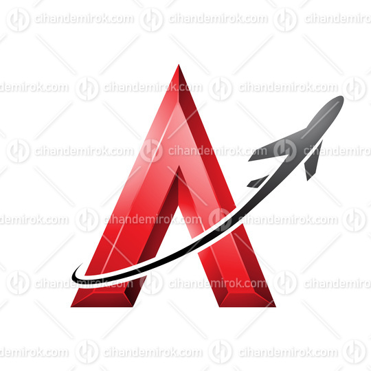 Airplane Flying Around a Red Embossed Letter A