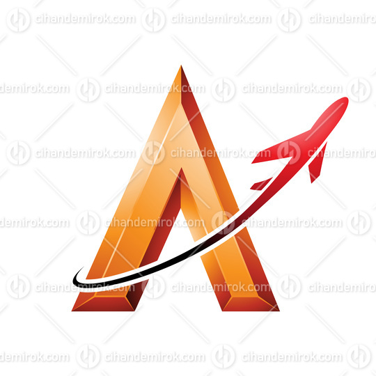 Airplane Flying Around an Orange Embossed Letter A