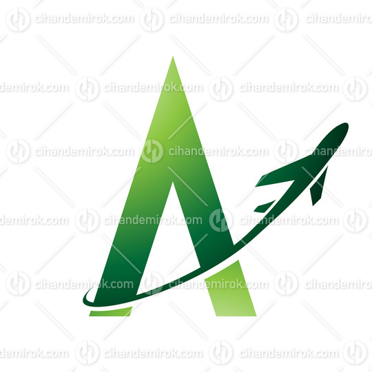 Airplane in Green Flying Around Letter A