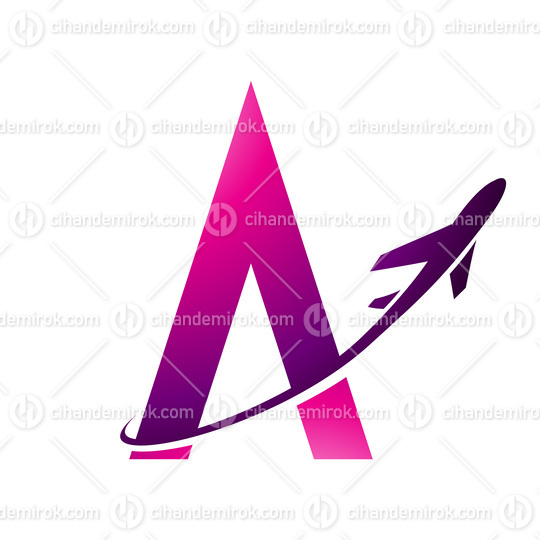 Airplane in Magenta Flying Around Letter A