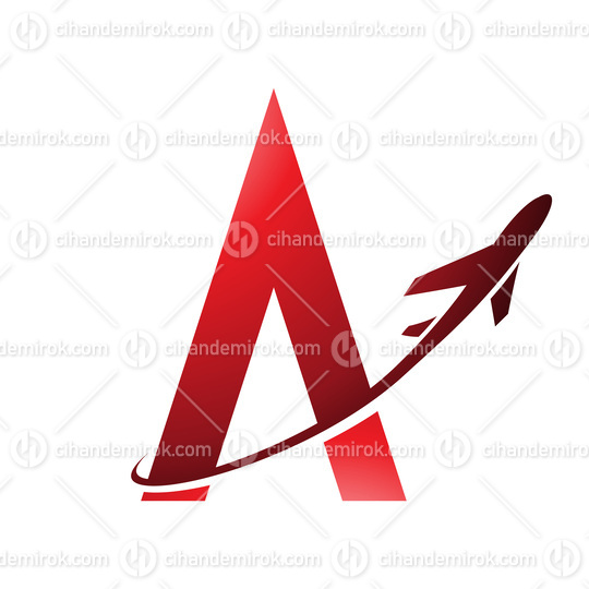Airplane in Red Flying Around Letter A