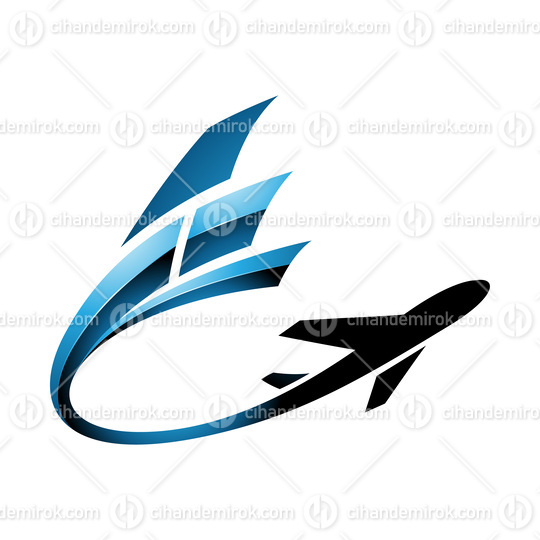 Airplane with a Long Glossy Blue Tail