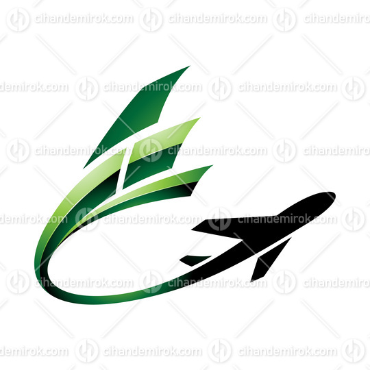 Airplane with a Long Glossy Green Tail