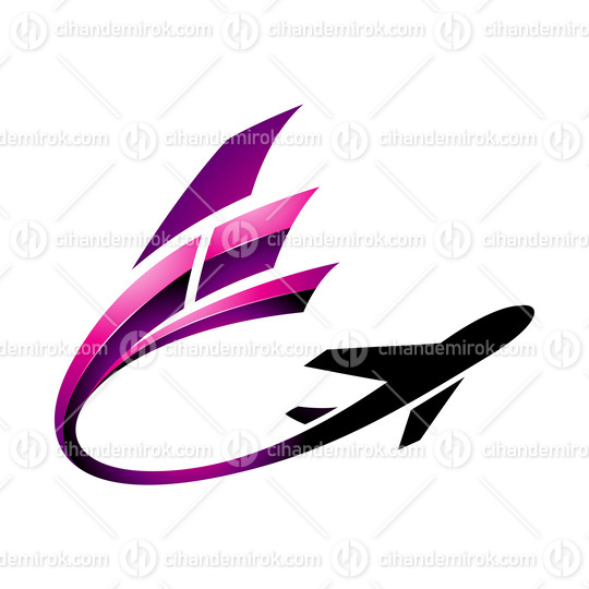 Airplane with a Long Glossy Magenta Tail
