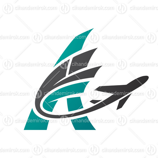 Airplane with Tail Flying Over a Green Letter A