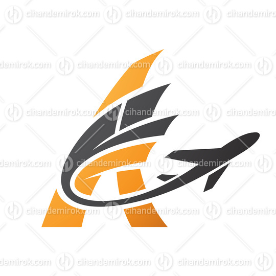 Airplane with Tail Flying Over an Orange Letter A
