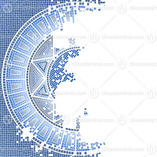 Antique, Worn Out Blue Mosaic Tiles Background