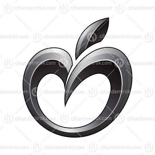Apple Icon in Glossy Shades of Black 