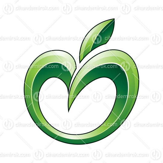 Apple Icon in Glossy Shades of Green 