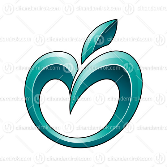 Apple Icon in Glossy Shades of Persian Green 
