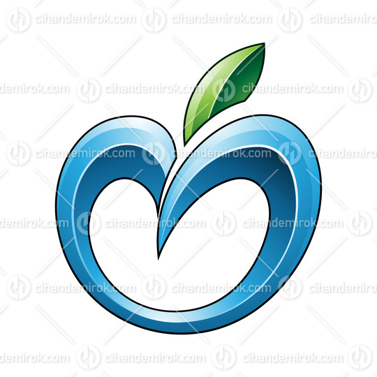Apple Icon in Shades of Blue and Green