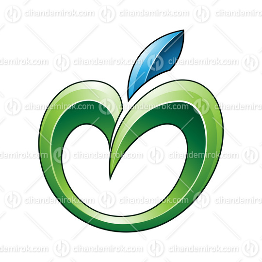 Apple Icon in Shades of Green and Blue