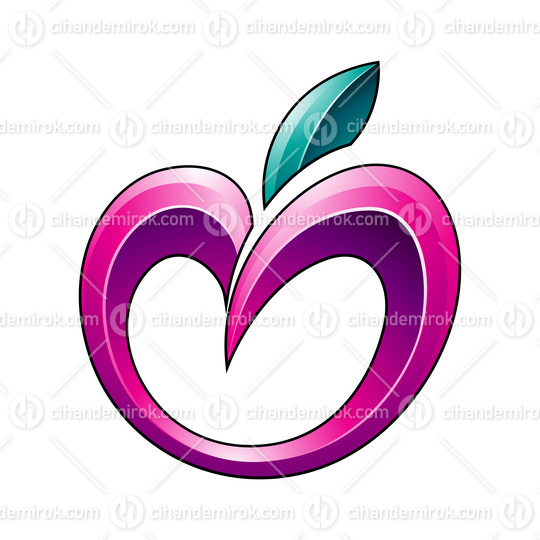 Apple Icon in Shades of Persian Green and Magenta