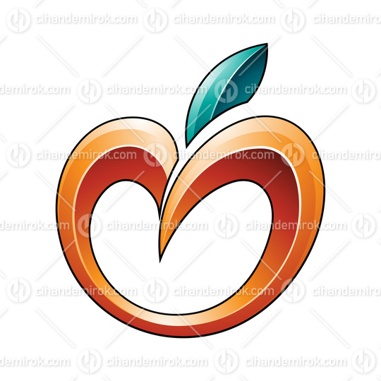 Apple Icon in Shades of Persian Green and Orange