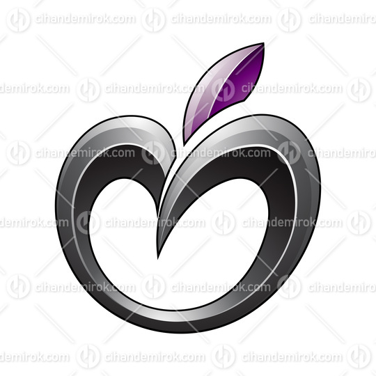 Apple Icon in Shades of Purple and Black 