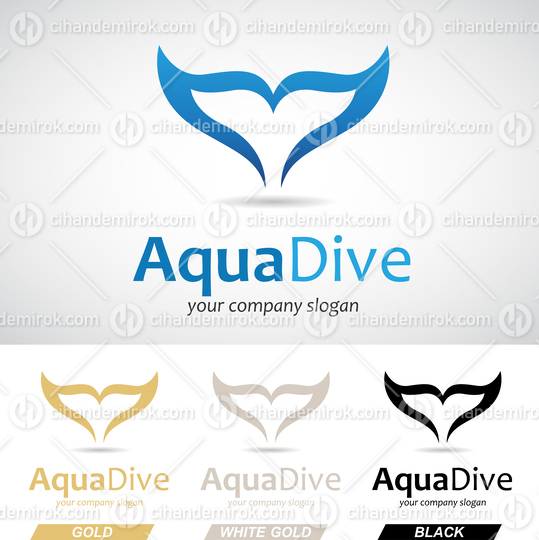Aqua Dive Blue Fish Tail Logo Icon
