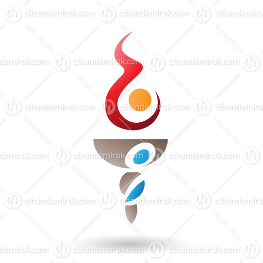 B Shaped Red Fire and Torch Vector Illustration