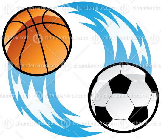 Basketball and Soccer Ball, Fire Balls