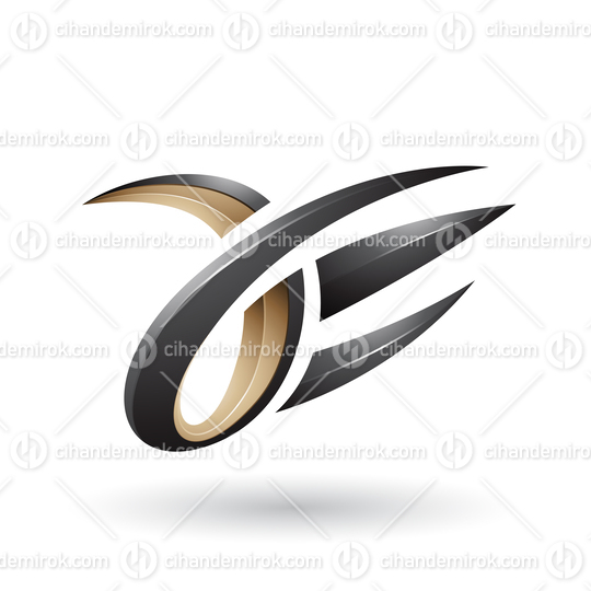 Beige and Black 3d Claw Shaped Letter A and E Vector Illustration