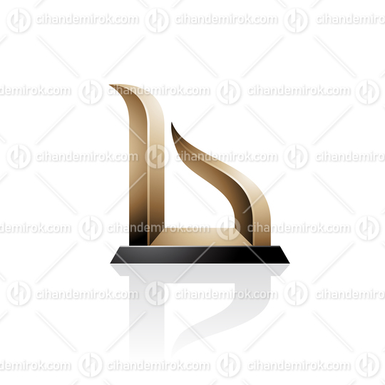 Beige and Black Bow-like Embossed Letter B Vector Illustration