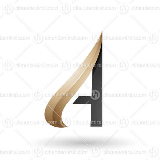 Beige and Black Embossed Arrow-like Letter A Vector Illustration