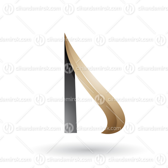 Beige and Black Embossed Arrow-like Letter D Vector Illustration