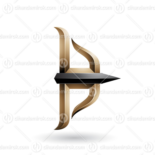 Beige and Black Embossed Bow and Arrow Vector Illustration