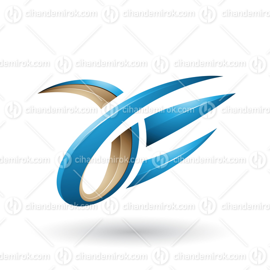 Beige and Blue 3d Claw Shaped Letter A and E Vector Illustration