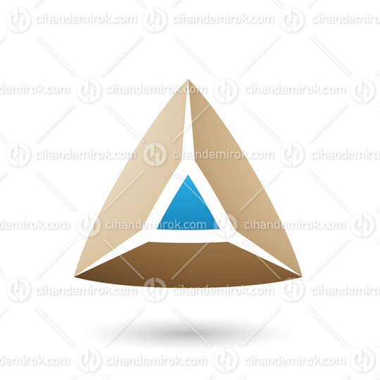 Beige and Blue 3d Pyramidical Shape Vector Illustration