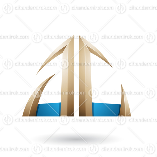 Beige and Blue Arrow Shaped A and C Letters Vector Illustration