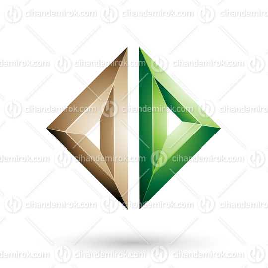 Beige and Green Frame Like Embossed Diamond Shape