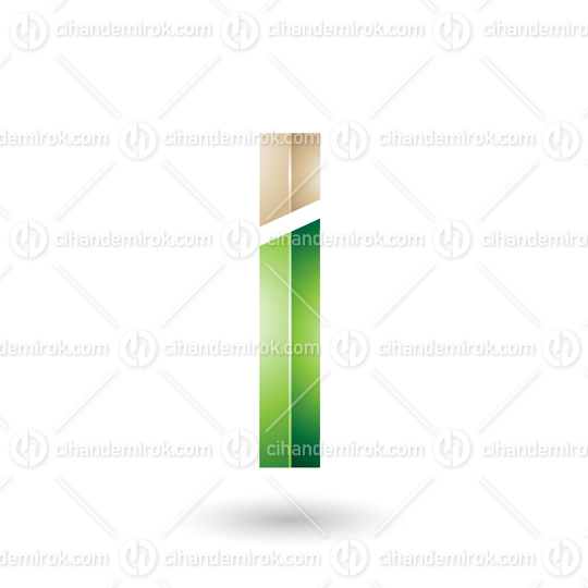 Beige and Green Rectangular Glossy Letter I