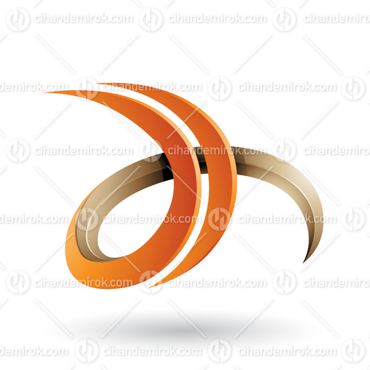 Beige and Orange 3d Curly Letter D and H Vector Illustration