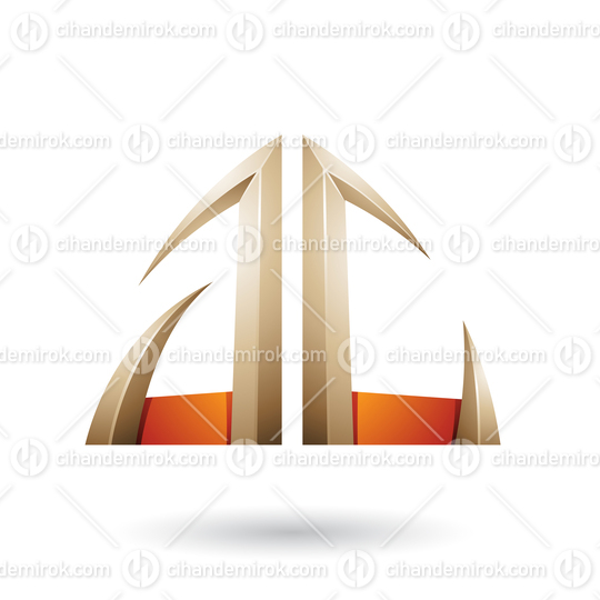 Beige and Orange Arrow Shaped A and C Letters Vector Illustration