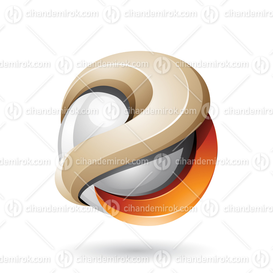 Beige and Orange Bold Metallic Glossy 3d Sphere