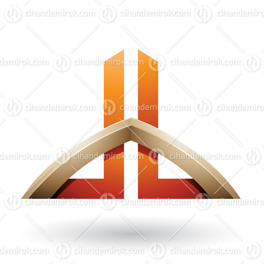 Beige and Orange Bridged Skyscraper-like Letters of D and B