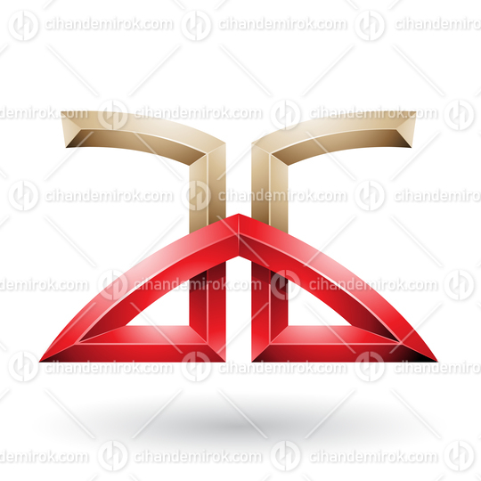 Beige and Red Bridged Embossed Letters of A and G