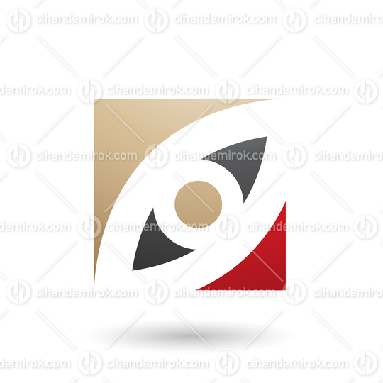Beige Black and Red Eye Shaped Square Vector Illustration