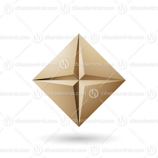 Beige Diamond Icon with a Star Shape Vector Illustration