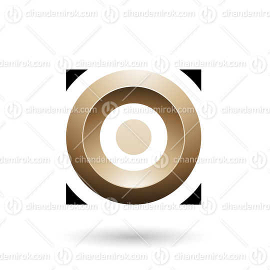 Beige Glossy Circle in a Square Vector Illustration