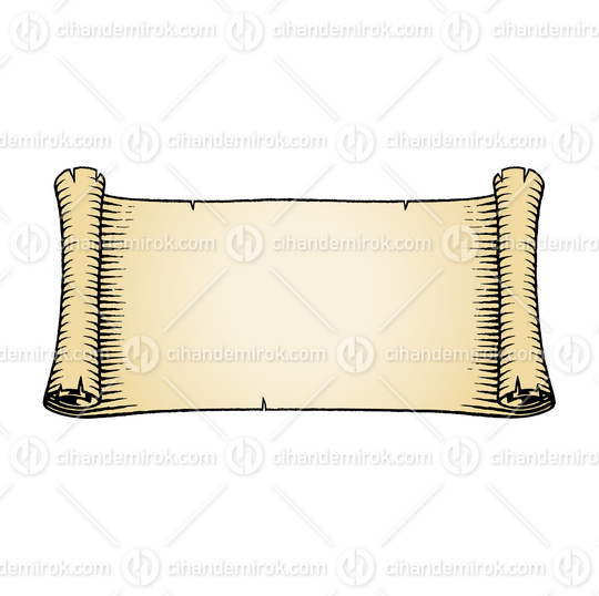 Beige Horizontal Old Wide Banner, Scratchboard Engraved Vector