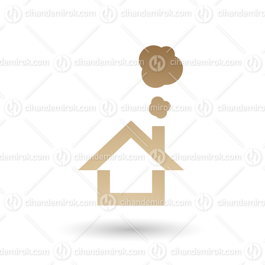 Beige House and Smoke Icon Vector Illustration