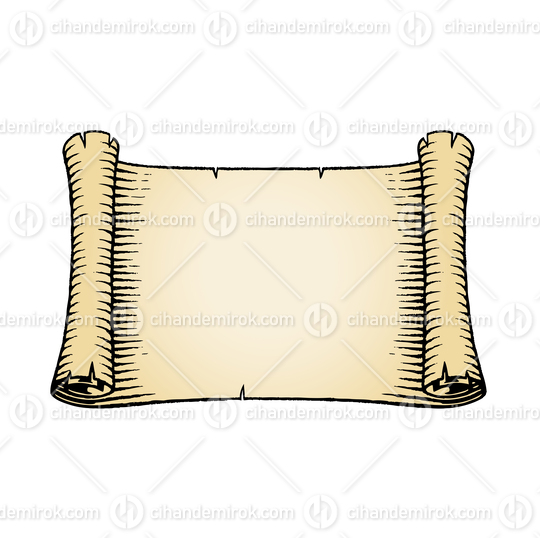 Beige Old Horizontal Thick Banner, Scratchboard Engraved Vector
